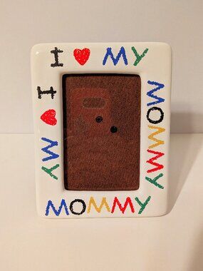 Fetco I Love My Mommy Ceramic Picture Frame White Multicolor Crayon 3.5"x5.25"